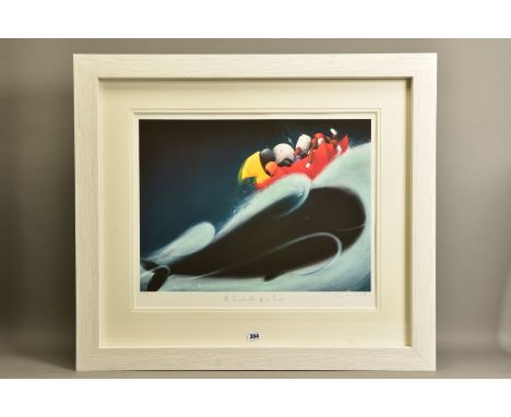 DOUG HYDE (BRITISH 1972) 'A WHALE OF A TIME' a limited edition print of dogs and a whale 149/395, signed to lower margin, wit
