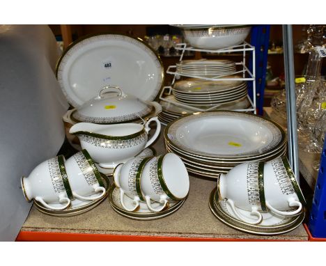 A ROYAL GRAFTON MAJESTIC PATTERN DINNER SERVICE, comprising an oval meat platter, a pair of twin handled tureens and covers, 