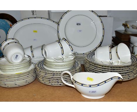 A BOXED ST ANDREWS GEOMETRIX PATTERN DINNER SERVICE, (designed by Doulton &amp; Company), comprising of an oval meat platter,