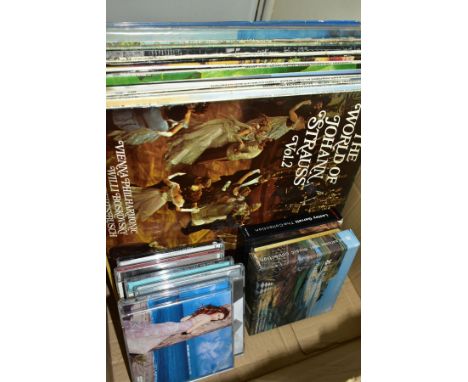 A TRAY CONTAINING TWENTY FOUR LP'S, 12 INCH SINGLES AND EIGHT CD'S, including Neil Young, Bob Dylan, Barry White, Diana Ross,