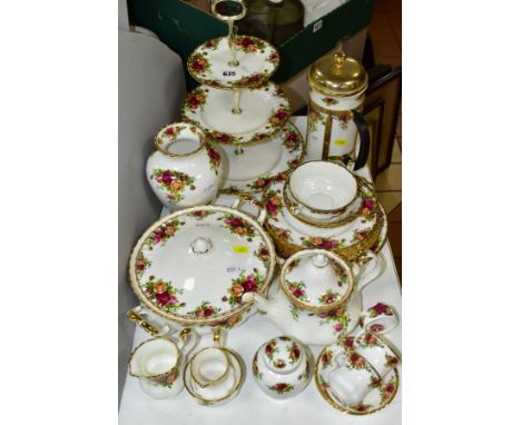 A SMALL QUANTITY OF ROYAL ALBERT OLD COUNTRY ROSES TEA, DINNER AND ORNAMENTAL WARES, comprising a three tier cake stand, a ca