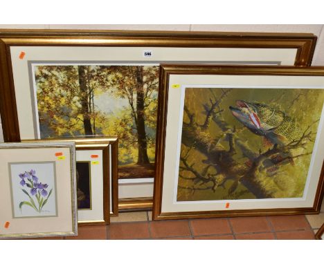 FRAMED PRINTS AND WATERCOLOUR, comprising a David Shepherd open edition print 'Autumn', signed to the lower margin, framed si