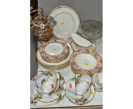 A GROUP OF CERAMICS AND GLASSWARE, comprising a late 19th/early 20th Century Japanese twin handled Koro and cover, a.f., a Gl