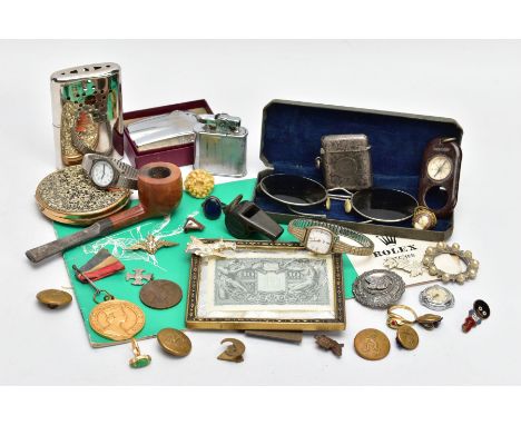 A BOX OF MISCELLANEOUS ITEMS, to include a cased pair of Military anti-glare aircrew spectacles, case marked 'Stores Ref. 226