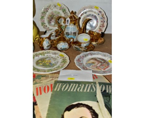 A GROUP OF WOMAN MAGAZINES WITH ASSORTED CERAMICS, five Woman Magazines, dated Jan 1948, Dec 1949, Oct 1949, Oct 1949, Feb 19
