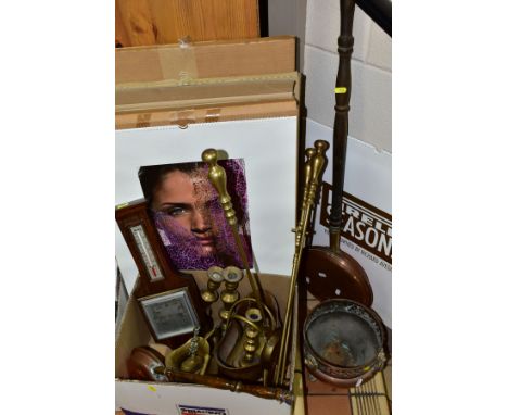 FIVE PIRELLI CALENDARS 1994-1997 AND 1999, together with a quantity of copper and brass ware (warming pan, candlesticks, fire