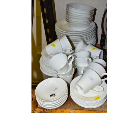 A ROYAL DOULTON FUSION WHITE PART DINNER SERVICE, includes seconds, comprising eleven coffee cups, thirteen saucers, six smal