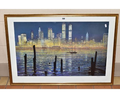 PETER ELLENSHAW (BRITISH 1913-2007) 'THE GLISTEN OF NEW YORK', a limited edition print of New York from across the Hudson Riv