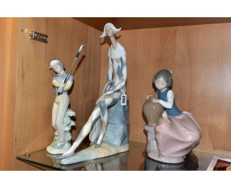 THREE NAO (LLADRO) FIGURES, comprising Harlequin No. 02010028, issued 1992 sculptor Salvador Furio, height 36.5cm x length 27