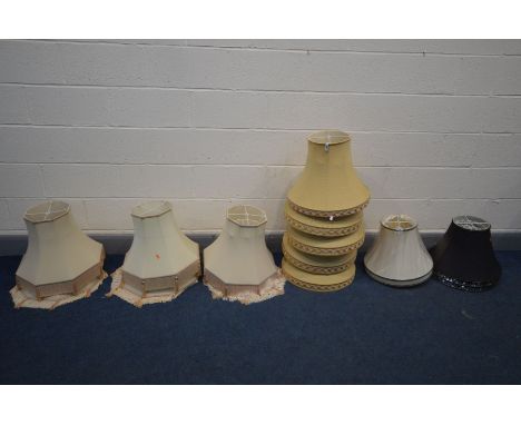 A COLLECTION OF LAMP SHADES, of various shapes, sizes, styles and colours (15)