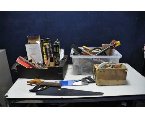 TWO TRAYS CONTAINING TOOLS including two Autolok Car gearstick locks in boxes, various padlocks with keys, three vintage car 
