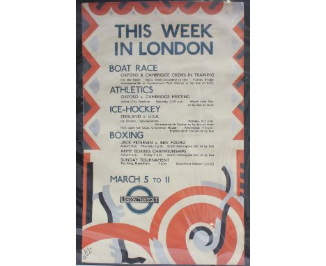 John Wall - 'This Week in London' (Poster for the London Underground), lithograph in colours on wove paper, linen backed, pub