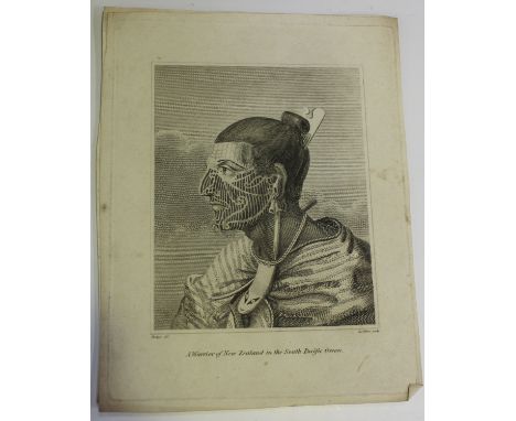 Lydikker, after William Hodges - 'A Warrior of New Zealand in the South Pacific Ocean' (Profile Portrait of a Maori with Faci
