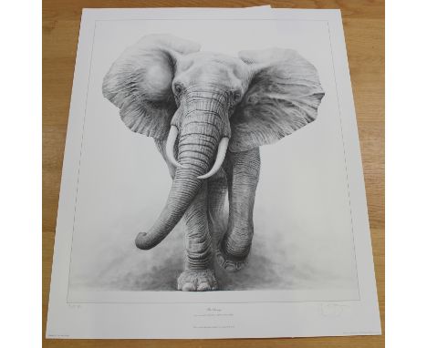 Gary Hodges - 'The Charge', 20th century monochrome print, signed and editioned 920/1250 in pencil, sheet size 81cm x 67cm, t