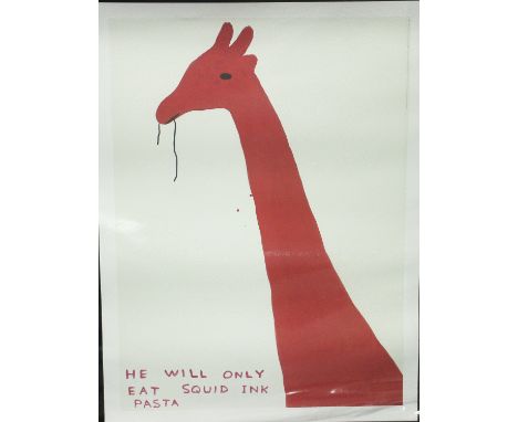 David Shrigley - 'Untitled (He Will Only Eat Squid Ink Pasta)', offset lithograph, published by Galleri Nicolai Wallner circa