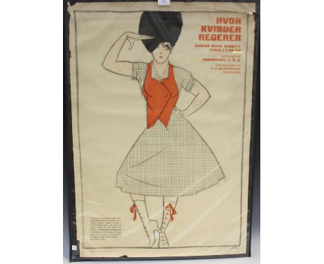Sven Brasch - 'Hvor Kvinder Regerer' (Danish Film Poster for the Mack Sennett production), lithograph in colours, printed and