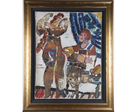 Théo Tobiasse - Fleur d'Alcôve, 20th century mixed media lithograph, signed and editioned 20/100 in charcoal, 99.5cm x 77.5cm