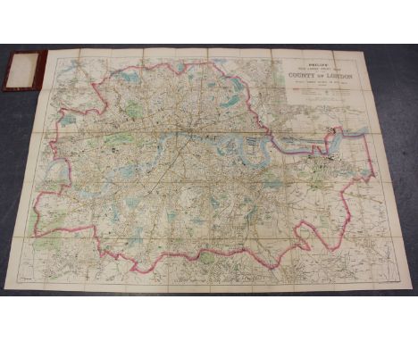 George Philip &amp; Son Ltd (publisher) - 'Philips' New Large Print Map of the County of London', colour lithograph in 50 sec