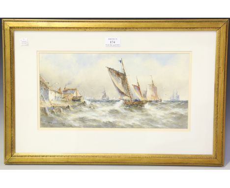 R. Thomas - 'Ramsgate' and 'Portsmouth', a pair of watercolours heightened with gouache, both signed, titled and dated 1912, 