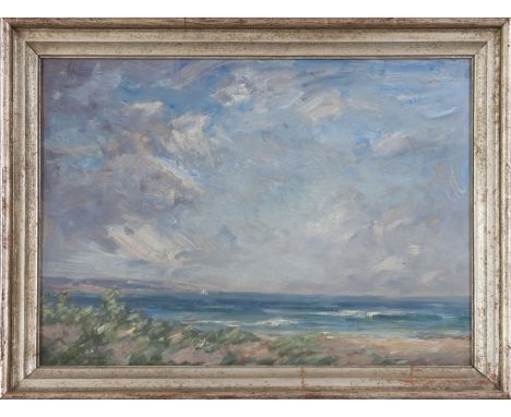 Wohl KARL GATERMANN der Ältere (1883 Mölln - 1959 Ratzeburg), Öl auf Hartfaserplatte, ¨Küstenstreifen¨, unten links signiert 