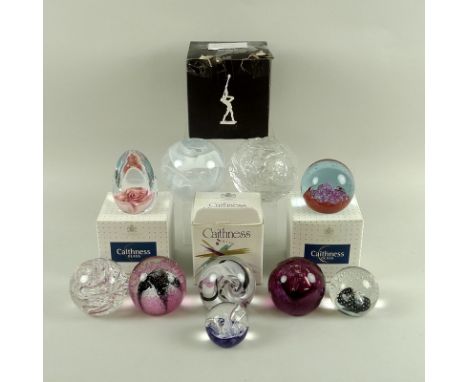A collection of mixed glassware, including two Kosta Boda Swedish glass tea light holders, largest 10.5 by 9cm, three boxed C
