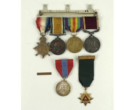 A set of four WWI medals awarded to Corporal, later Sergeant, A Mitchell of the Royal Army Medical Corps, comprising the Mons