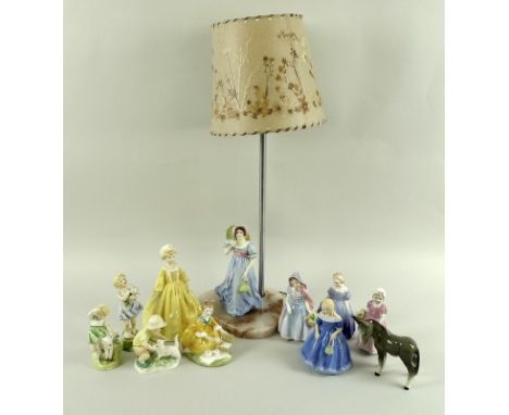 A collection of Royal Worcester figures, including 'England', 3075, 12.5cm, 'Springtime', 11.5cm, 'Grandmother's Dress', 3081