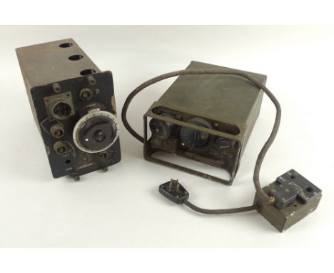 A WWII army issue wireless set No. 38 Mk II, Z.A 13280 with attached junction box No.2 Z.A. 13348, 10 by 16.5 by 23cm, togeth