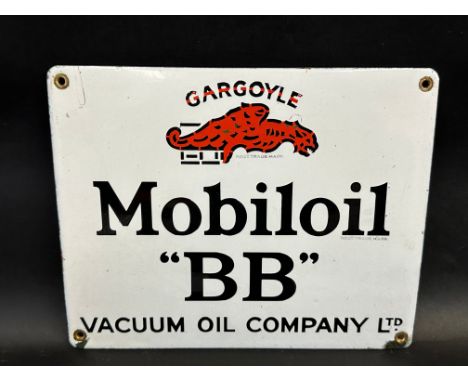 A Gargoyle Mobiloil 'BB' grade enamel sign in excellent condition, 11 x 9".