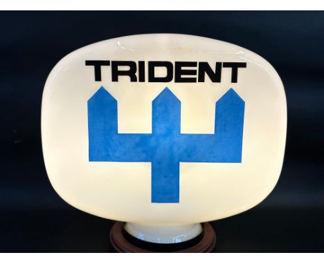 A Trident glass petrol pump globe by Hailware.