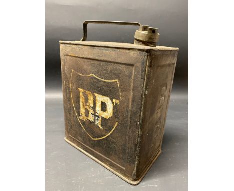 A BP two gallon petrol can by Henry Grant Boutle &amp; Co. Ltd, dated January 1931 with shield shaped decal and BP cap.