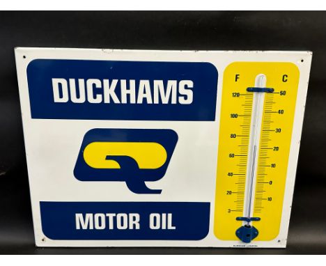 A Duckhams Motor Oil enamel thermometer by Burnham of London, in excellent condition, 26 x 20".
