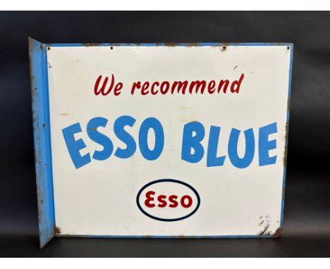 An Esso Blue double sided enamel sign with hanging flange, 22 x 18".