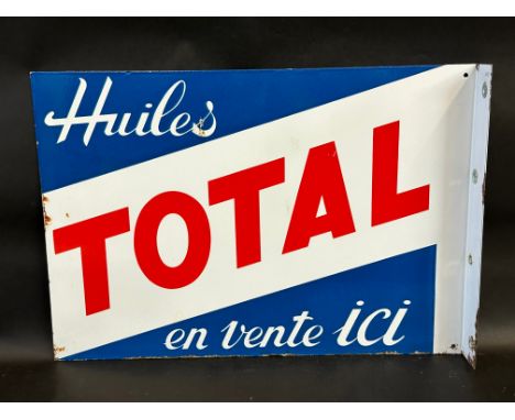 A Total French double sided enamel sign with hanging flange, excellent gloss, 21 1/2 x 15".