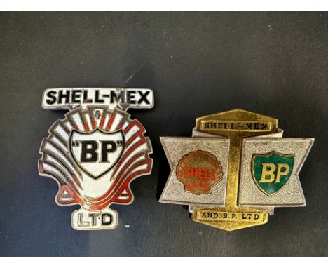 Two variations of Shellmex &amp; BP Ltd enamel lapel badges.
