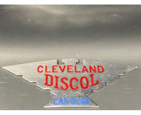 A Cleveland Discol Car Club chrome plated and enamel car badge.