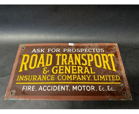 A Road Transport &amp; General enamel sign, 14 x 7 1/2".