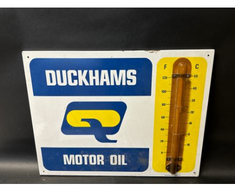 A Duckhams Motor Oil enamel thermometer by Burnham, 26 x 20".