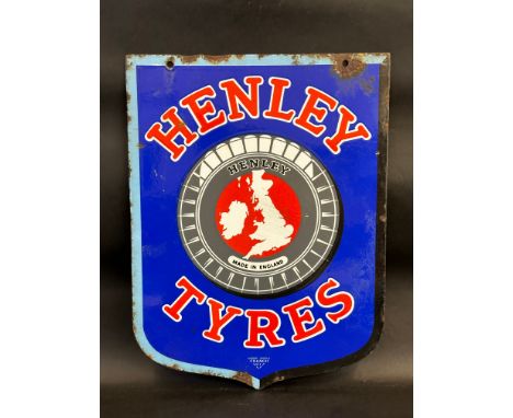 An unusual Henley Tyres double sided enamel sign by Franco, 15 x 20".