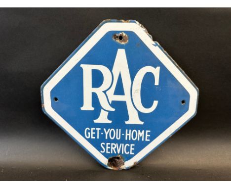 An RAC Get-You-Home-Service lozenge shaped enamel sign, 10 1/2 x 10 1/2".