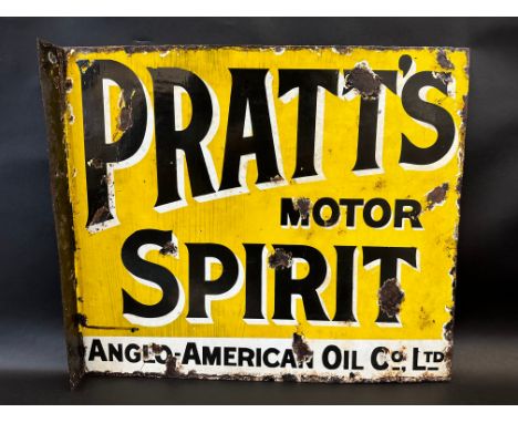 A Pratt's Motor Spirit double sided enamel sign with hanging flange, 21 x 18".