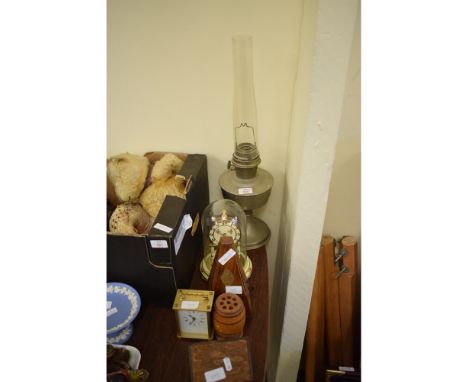 CHROMIUM OIL LAMP, AN ANNIVERSARY CLOCK, A METRONOME ETC