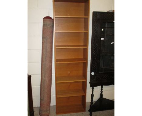 TEAK FRAMED NARROW ADJUSTABLE SHELF BOOKCASE