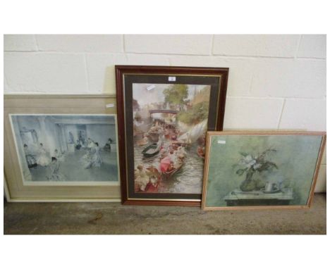 SIGNED RUSSEL FLINT PRINT, A FURTHER PRINT OF A STILL LIFE AND ONE OTHER (3)