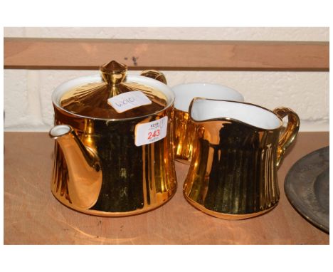 GILDED ROYAL WORCESTER THREE PIECE TEA SET