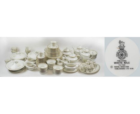 ROYAL DOULTON 'WHITE NILE' DINNER SERVICE, (T.C. 1122), including twenty dinner plates, bowls, tea and coffee cups, tea and c