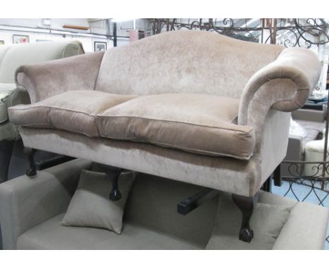 WESLEY-BARRELL 'MARLBOROUGH' SOFA, Georgian style, two seater, with champagne upholstery on short ball and claw front feet, 1