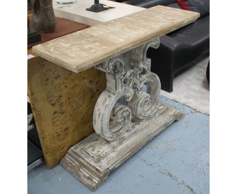 CONSOLE TABLE, Italian style with distressed painted finish, 110cm x 37cm x 88cm H.