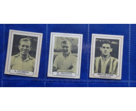 Trade cards W R Wilkinson, Popular Footballers, 3 cards numbers 10 T Ford Sunderland,  13 A Stubbins Liverpool,  18 W Mannion