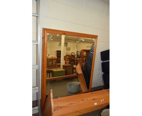 LARGE MODERN PINE FRAMED WALL MIRROR